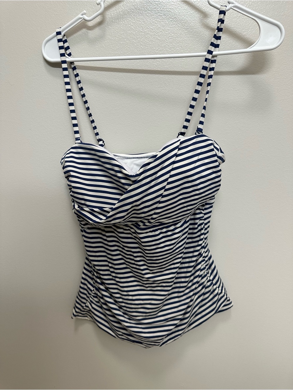 Navy and White Striped Tankini Top — Women's Swim Bikini